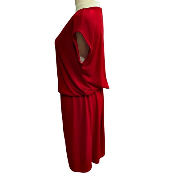 Talbots Petites Knit Dress MED PETITE Burgundy Stretch Elastic Waist Blouson - Picture 4 of 7